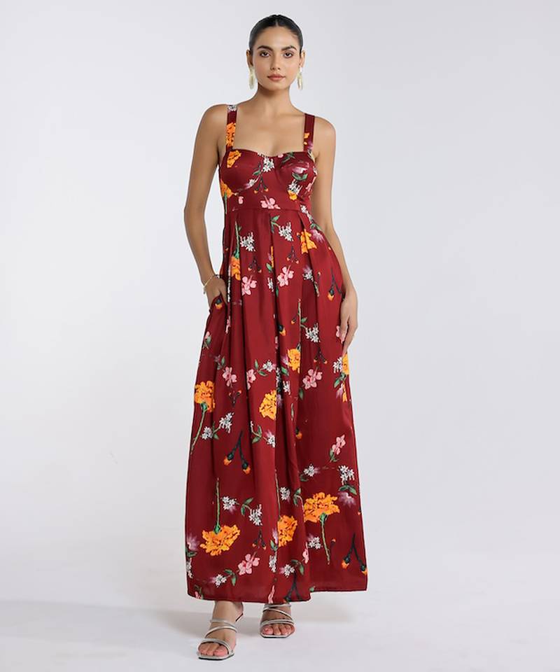 Red printed cotton dress