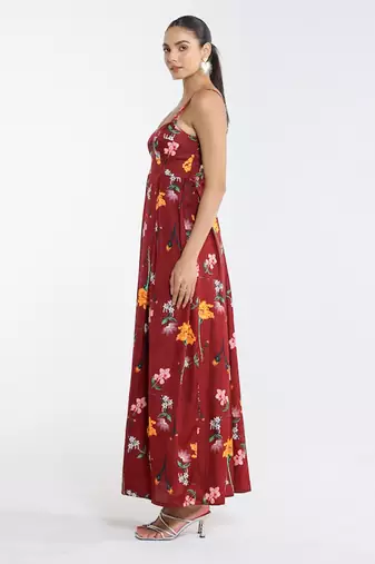 Red printed cotton dress