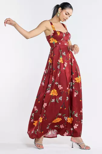 Red printed cotton dress