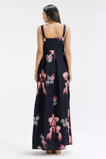 Blue printed cotton dress