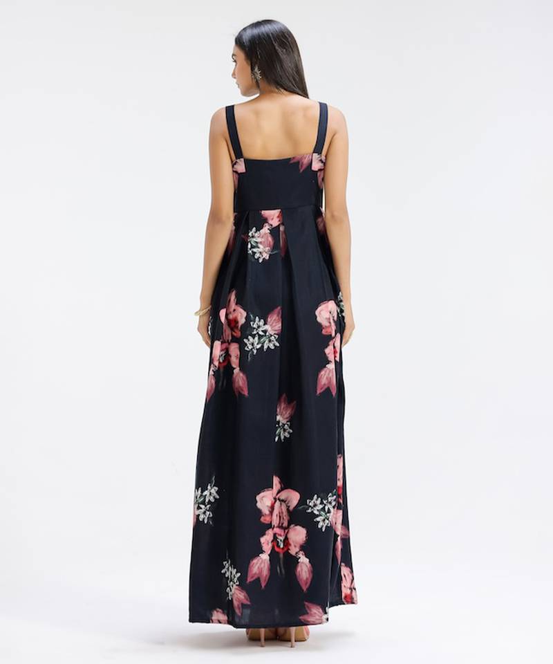 Blue printed cotton dress