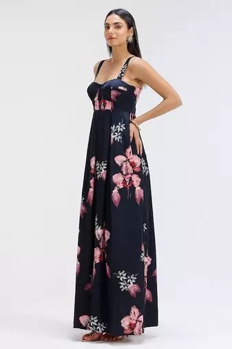 Blue printed cotton dress