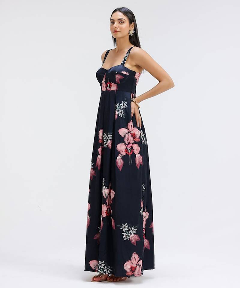 Blue printed cotton dress