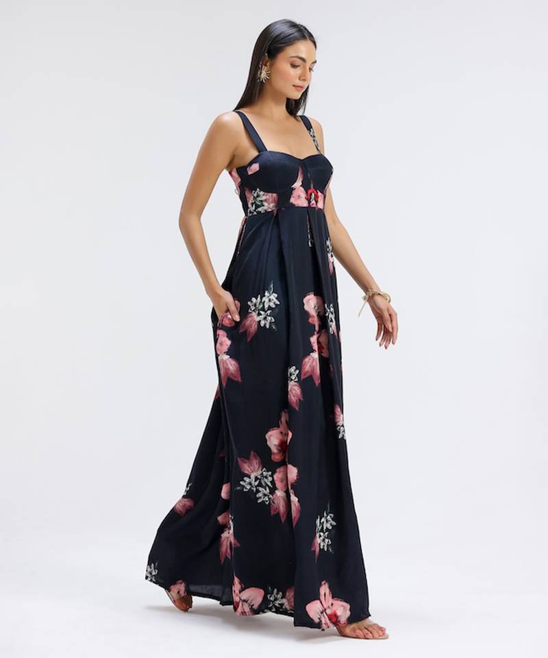 Blue printed cotton dress