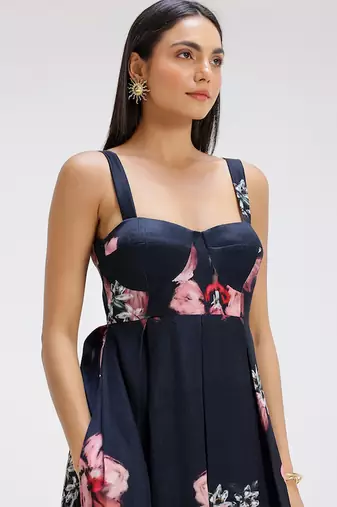 Blue printed cotton dress