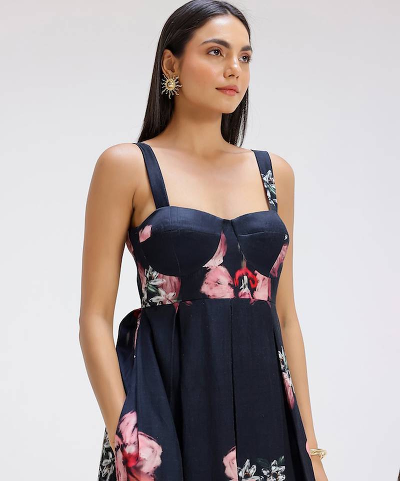 Blue printed cotton dress