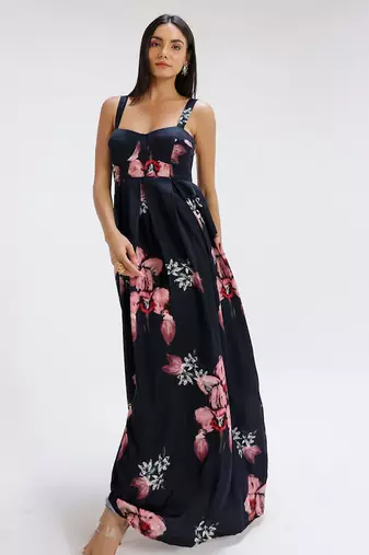 Blue printed cotton dress