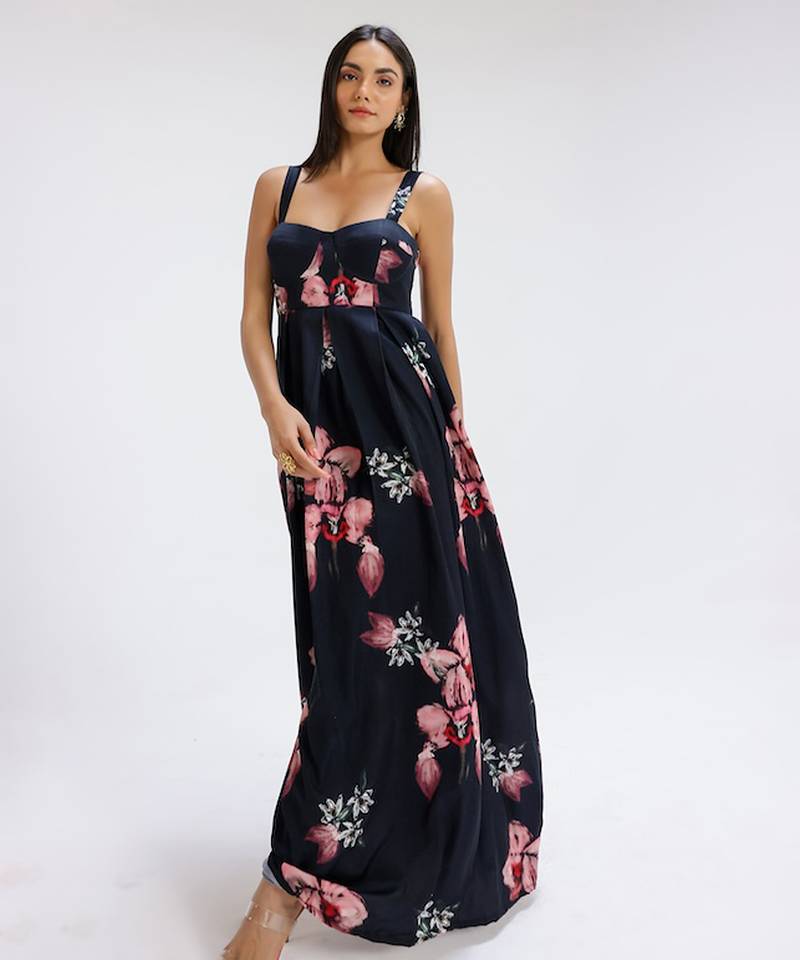 Blue printed cotton dress