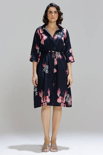 Blue printed cotton dress