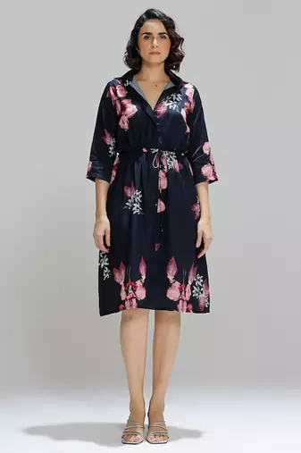 Blue printed cotton dress