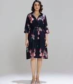 Blue printed cotton dress