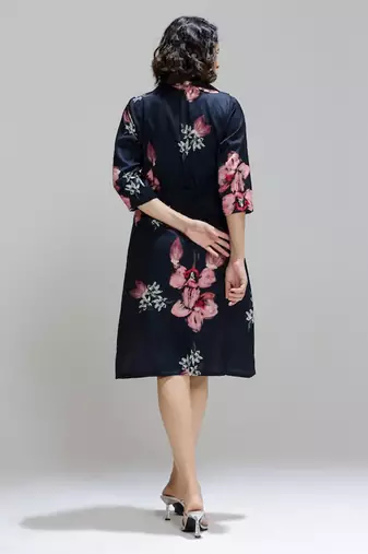 Blue printed cotton dress