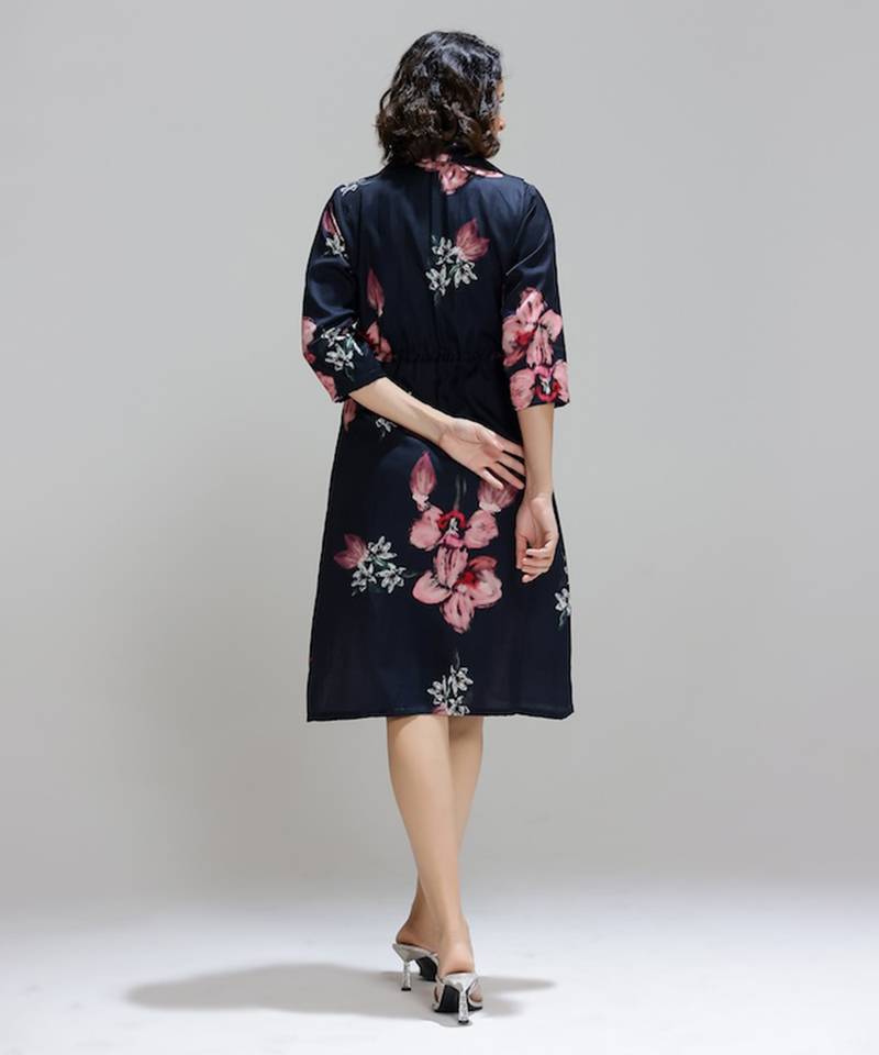 Blue printed cotton dress