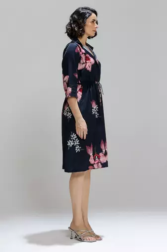 Blue printed cotton dress