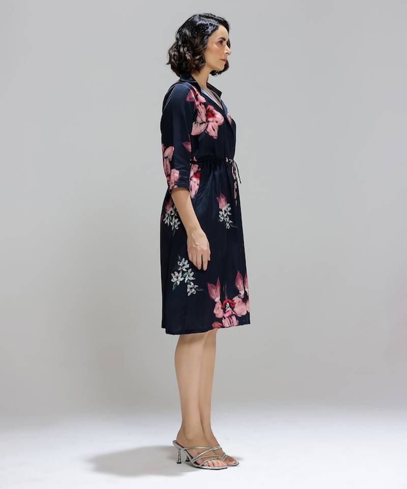 Blue printed cotton dress