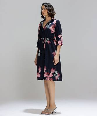 Blue printed cotton dress 4