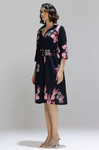 Blue printed cotton dress