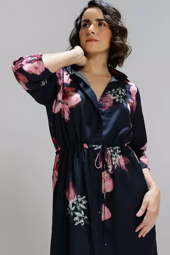 Blue printed cotton dress