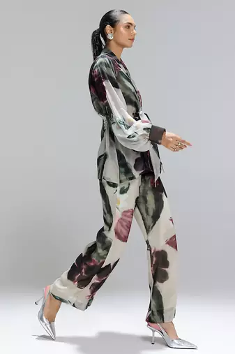 Multicolor printed organza co ord set