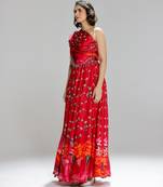 Red printed georgette co ord set