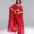 Red printed georgette co ord set with cape