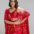 Red printed georgette co ord set with cape