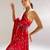 Red printed georgette gown