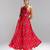 Red printed georgette gown