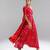 Red printed georgette gown
