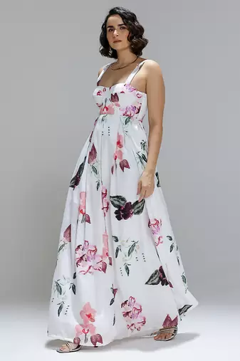 White printed cotton dress