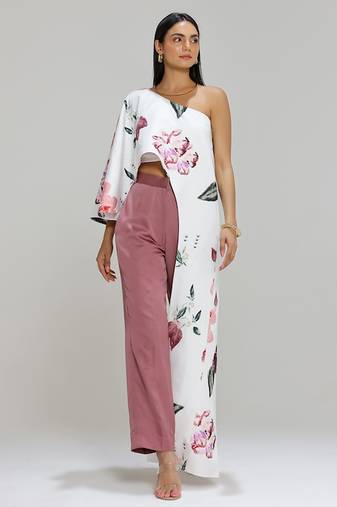 White printed cotton co ord set