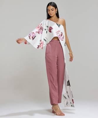 White printed cotton co ord set 2