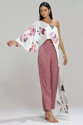 White printed cotton co ord set