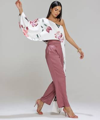 White printed cotton co ord set 3