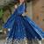 Blue Chinnon Heavy Zari   Sequins Embroidered Designer Gown with Matching 2.25m Sequins Dupatta