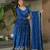 Blue Chinnon Heavy Zari   Sequins Embroidered Designer Gown with Matching 2.25m Sequins Dupatta