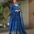 Blue Chinnon Heavy Zari   Sequins Embroidered Designer Gown with Matching 2.25m Sequins Dupatta