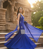 New Designer Blue Kurti With Palazzo Beautiful Kurti With Dupatta