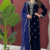 Blue Velvet Kurti With Palazzo Designer Suit Set Wedding Wear Dress