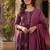 purple anarkali kurta set with pants and a dupatta.