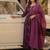 purple anarkali kurta set with pants and a dupatta.