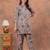 A grey digital flower printed muslin party wear coord sets
