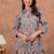 A grey digital flower printed muslin party wear coord sets
