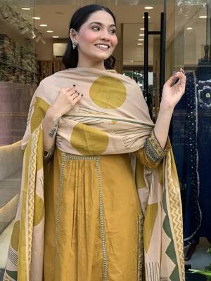 rust orange cotton kurta set with a block-printed dupatta and pant 4