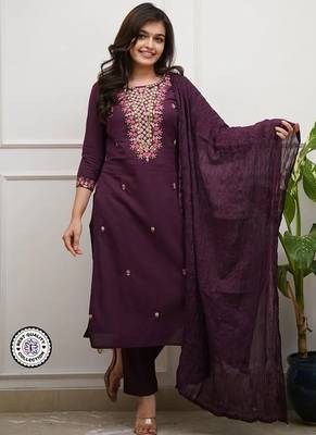purple embroidered salwar kameez set with a dupatta 1