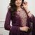 purple embroidered salwar kameez set with a dupatta.