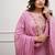 pink embroidered kurti pant dupatta set.