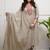 beige embroidered kurti pant dupatta set.