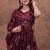 maroon embroidered kurti of premium modaal chanderi kurti pant dupatta set.
