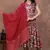 red floral print anarkali kurta pant set with a red dupatta